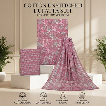 Sanganeri Suit | Rose Pink Floral