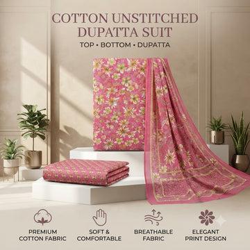 Sanganeri Suit | Bright Pink Floral