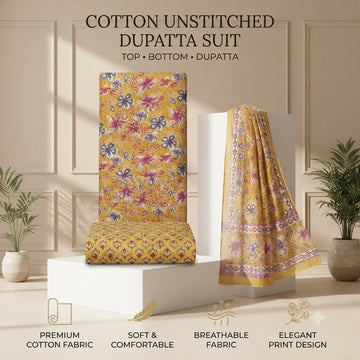 Sanganeri Suit | Mustard Yellow Floral