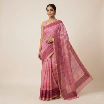 Kota Doriya Saree | Pink Shaded Floral Print